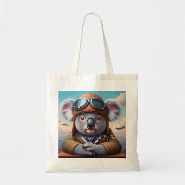 Koala Aeroplane Pilot Tote Bag (Front)