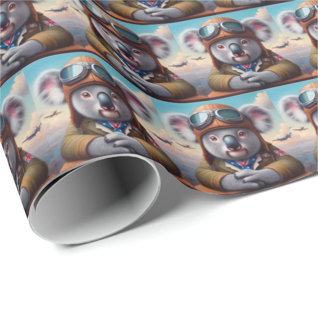 Koala Aeroplane Pilot Wrapping Paper (Roll Corner)