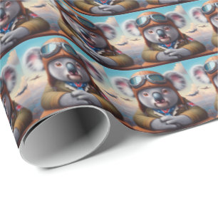 Koala Airplane Pilot Wrapping Paper