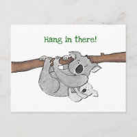Koala and baby 'hang in there' postcard