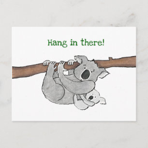 Koala and baby 'hang in there' postcard