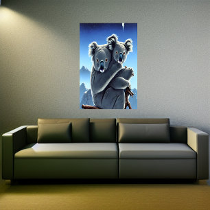  Koala and child in the snowy mountain   AI Art  Poster