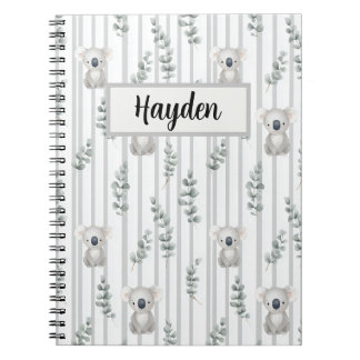 Koala and Gray Stripes Notebook