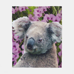 Koala and Orchids Fleece Blanket