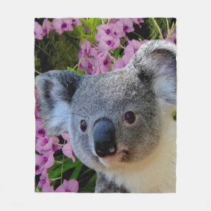 Koala and Orchids Fleece Blanket