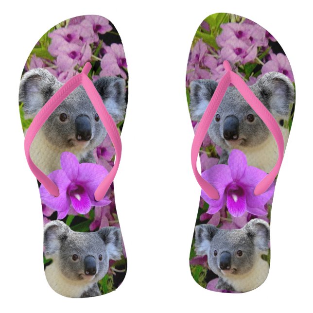 Koala and Orchids Flip Flops (Footbed)