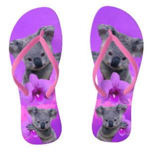 Koala and Orchids Flip Flops