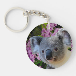 Koala and Orchids Key Ring