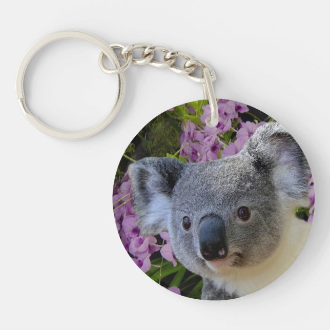 Koala and Orchids Key Ring (Front)