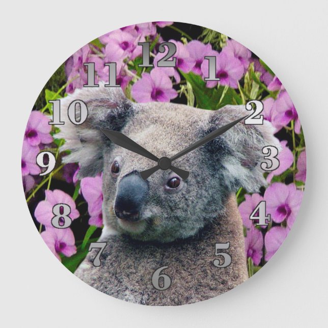 Koala and Orchids Large Clock (Front)