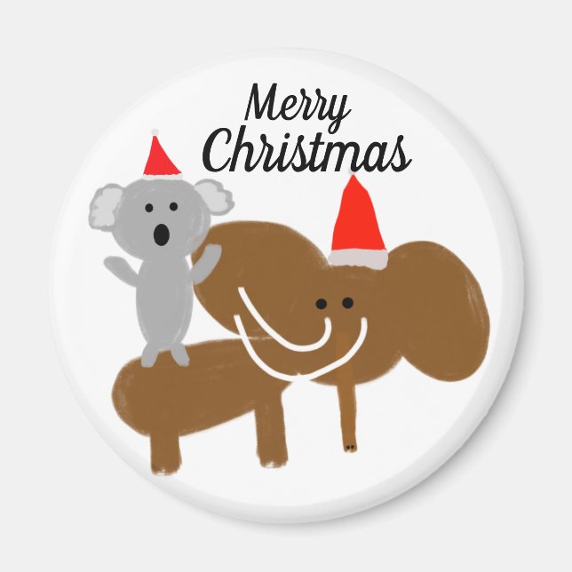 koala and woolly mammoth Christmas  Magnet (Front)