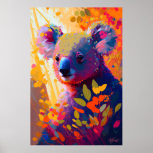 Koala Animal Portrait Painting Wildlife Outdoors Poster