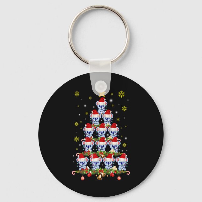 Koala Animal Xmas Koala Christmas Tree T Shirt  Key Ring (Front)