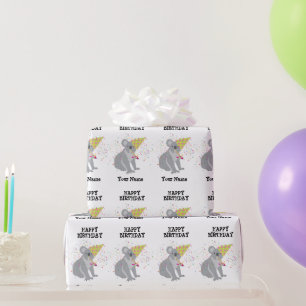 Koala - Animals Having a Party Boys Girls Name  Wrapping Paper