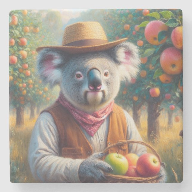 Koala Apple Orchard Stone Coaster (Front)