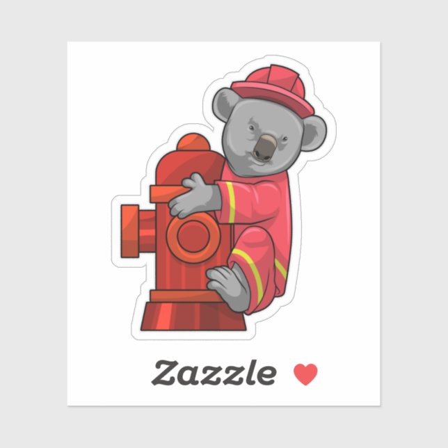 Koala as Firefighter with Fire hydrant (Sheet)