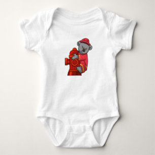 Koala as Firefighter with Fire hydrant Baby Bodysuit