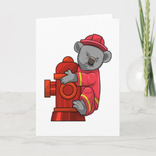 Koala as Firefighter with Fire hydrant Card