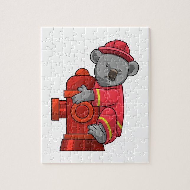 Koala as Firefighter with Fire hydrant Jigsaw Puzzle (Vertical)