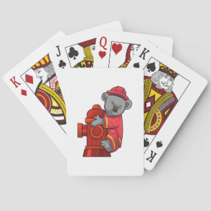 Koala as Firefighter with Fire hydrant Playing Cards