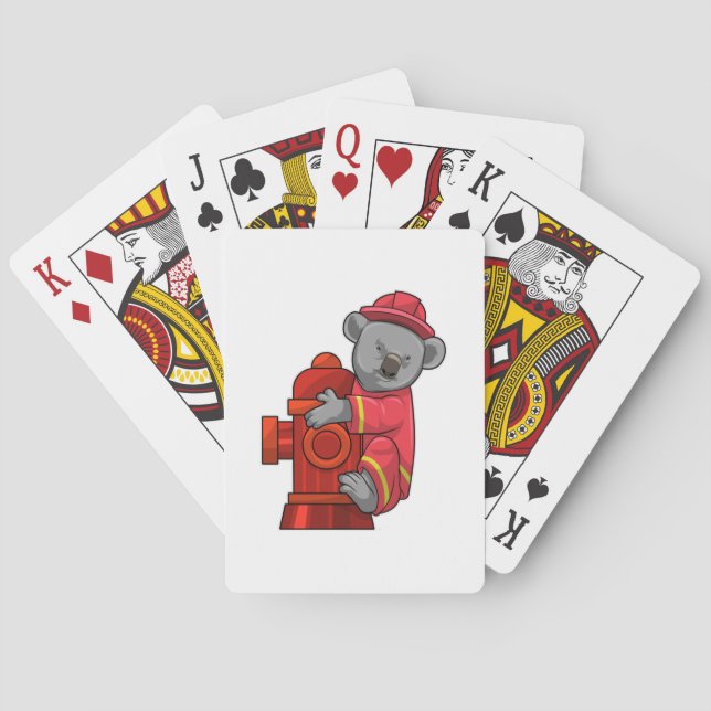 Koala as Firefighter with Fire hydrant Playing Cards (Back)