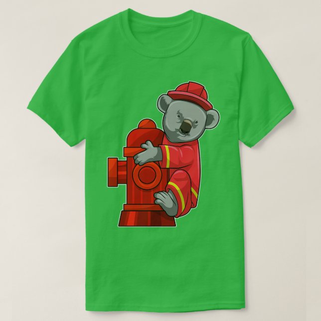 Koala as Firefighter with Fire hydrant T-Shirt (Design Front)