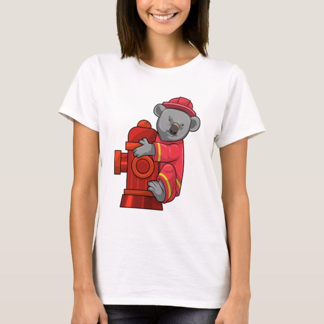Koala as Firefighter with Fire hydrant T-Shirt (Front)