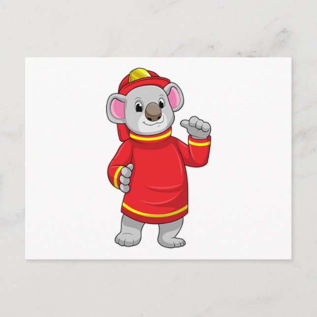 Koala as Firefighter with Helmet Postcard (Front)