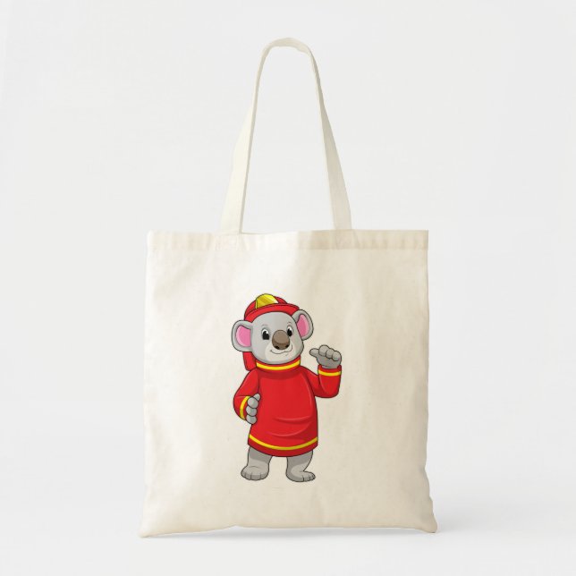 Koala as Firefighter with Helmet Tote Bag (Front)