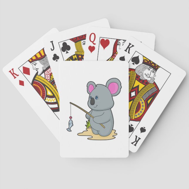 Koala as Fisher with Fishing rod & Fish Playing Cards (Back)