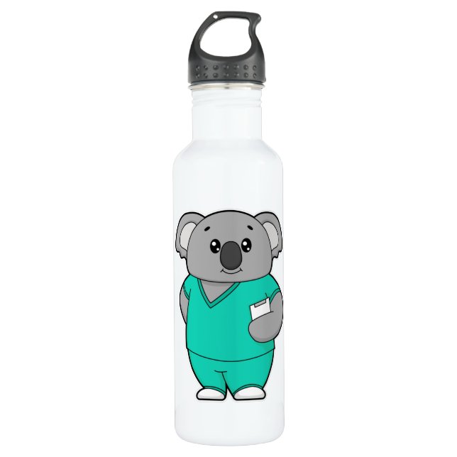 Koala as Nurse with Notepad 710 Ml Water Bottle (Front)
