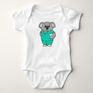 Koala as Nurse with Notepad Baby Bodysuit
