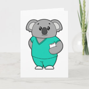 Koala as Nurse with Notepad Card