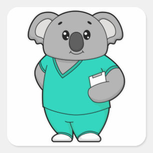 Koala as Nurse with Notepad Square Sticker