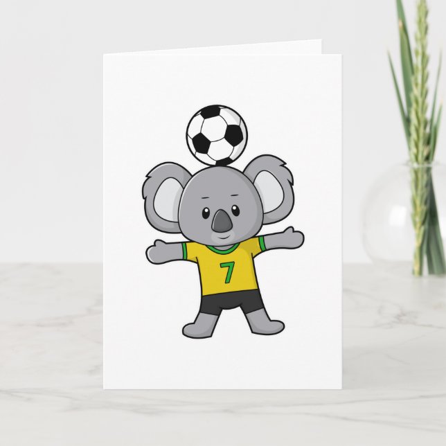 Koala as Soccer player with Soccer ball Card (Front)