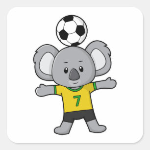 Koala as Soccer player with Soccer ball Square Sticker