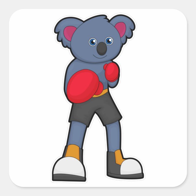 Koala at Boxing with Boxing gloves Square Sticker (Front)