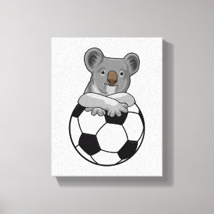 Koala at Soccer Sports Canvas Print