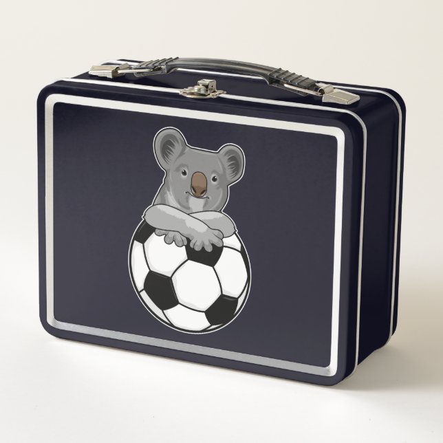 Koala at Soccer Sports Metal Lunch Box (Front)