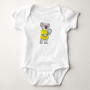 Koala at Tennis with Tennis racket Baby Bodysuit