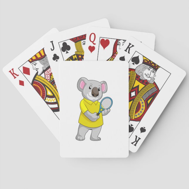 Koala at Tennis with Tennis racket Playing Cards (Back)