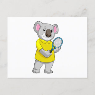 Koala at Tennis with Tennis racket Postcard