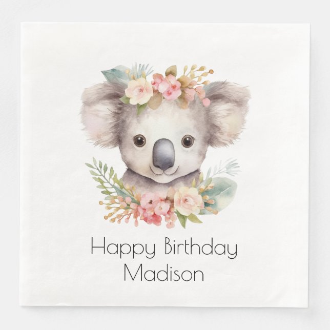 Koala Australia Personalised  Napkin (Front)