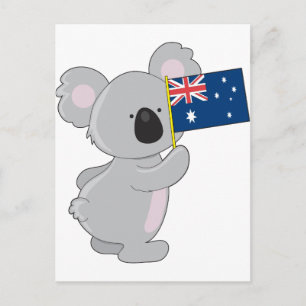 Koala Australian Flag Postcard