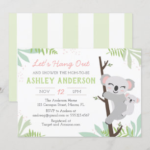 Koala Baby Girl Baby Shower Invitation