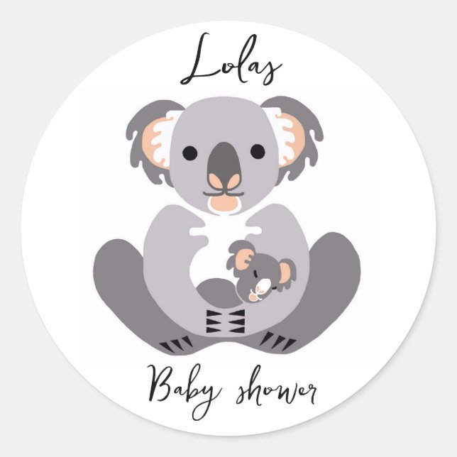 KOALA - Baby Shower - Animal -personalised  Classic Round Sticker (Front)