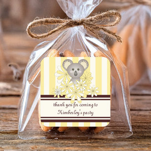 Koala Baby Shower Children's Birthday Party Square Sticker
