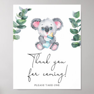 Koala baby shower - Thank you for coming  Poster