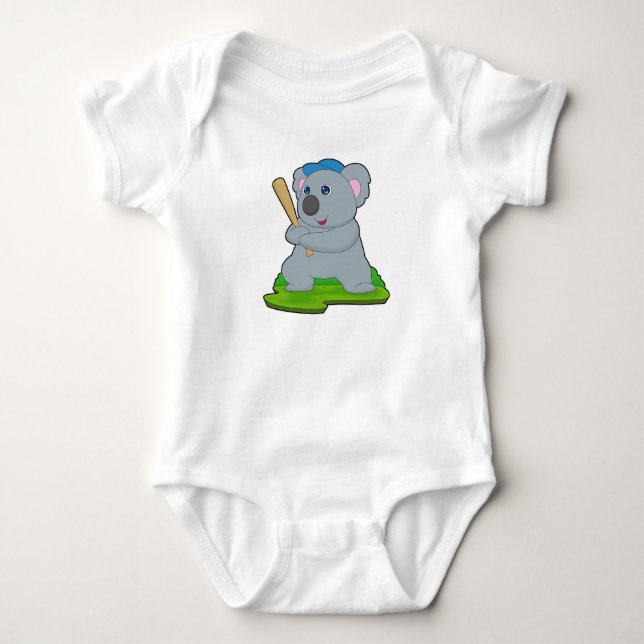 Koala Baseball Baseball bat Baby Bodysuit (Front)