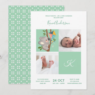 Koala Bear • Alphabet Monogram Cute Baby Shower Invitation